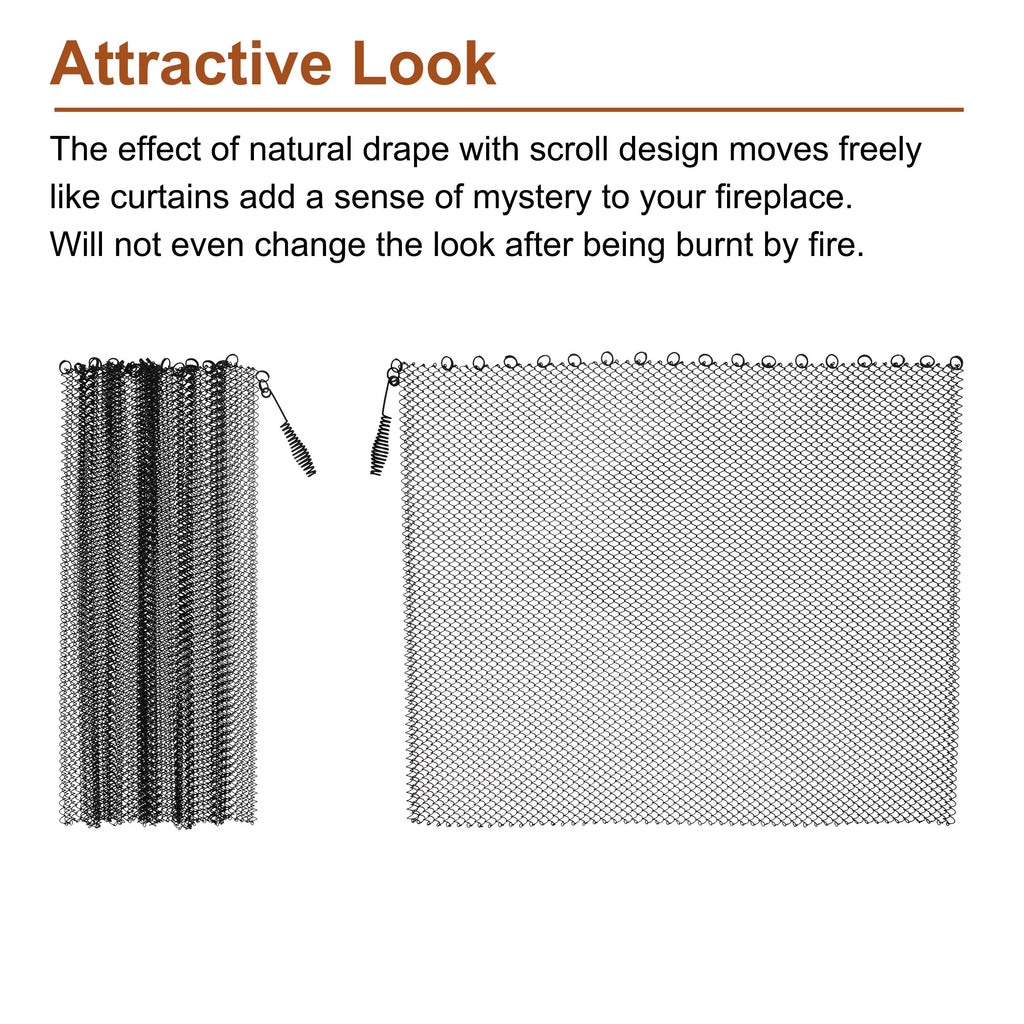 Black Matte Fireplace Mesh Screen Curtain Y512
