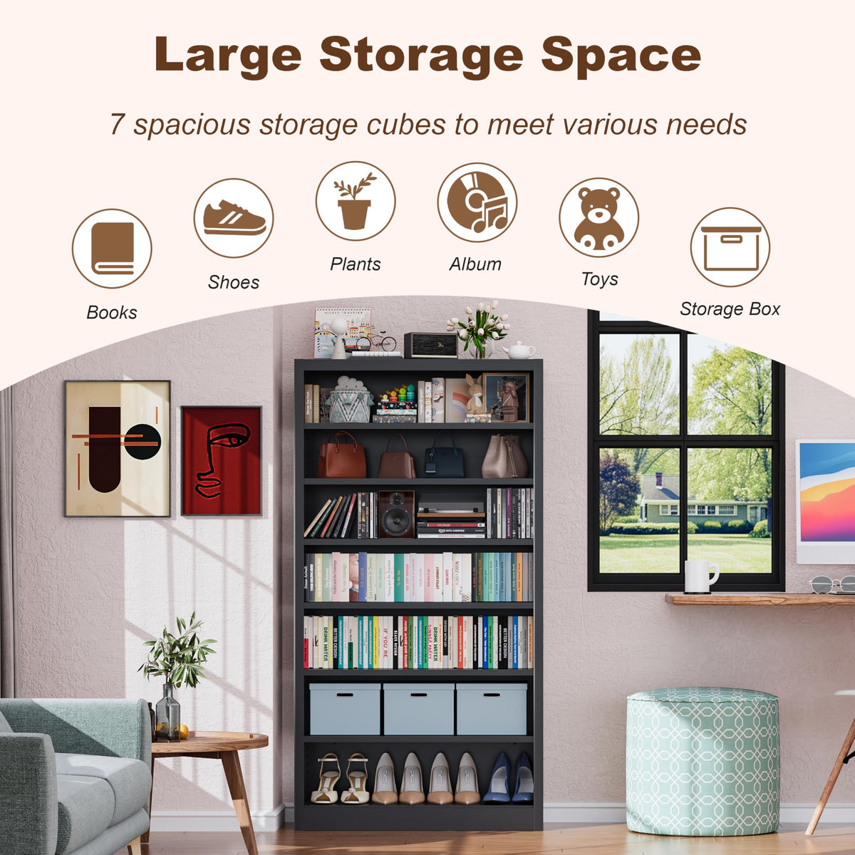 7 Tier Metal Media Storage Cabinet with Adjustable Shelves X65867