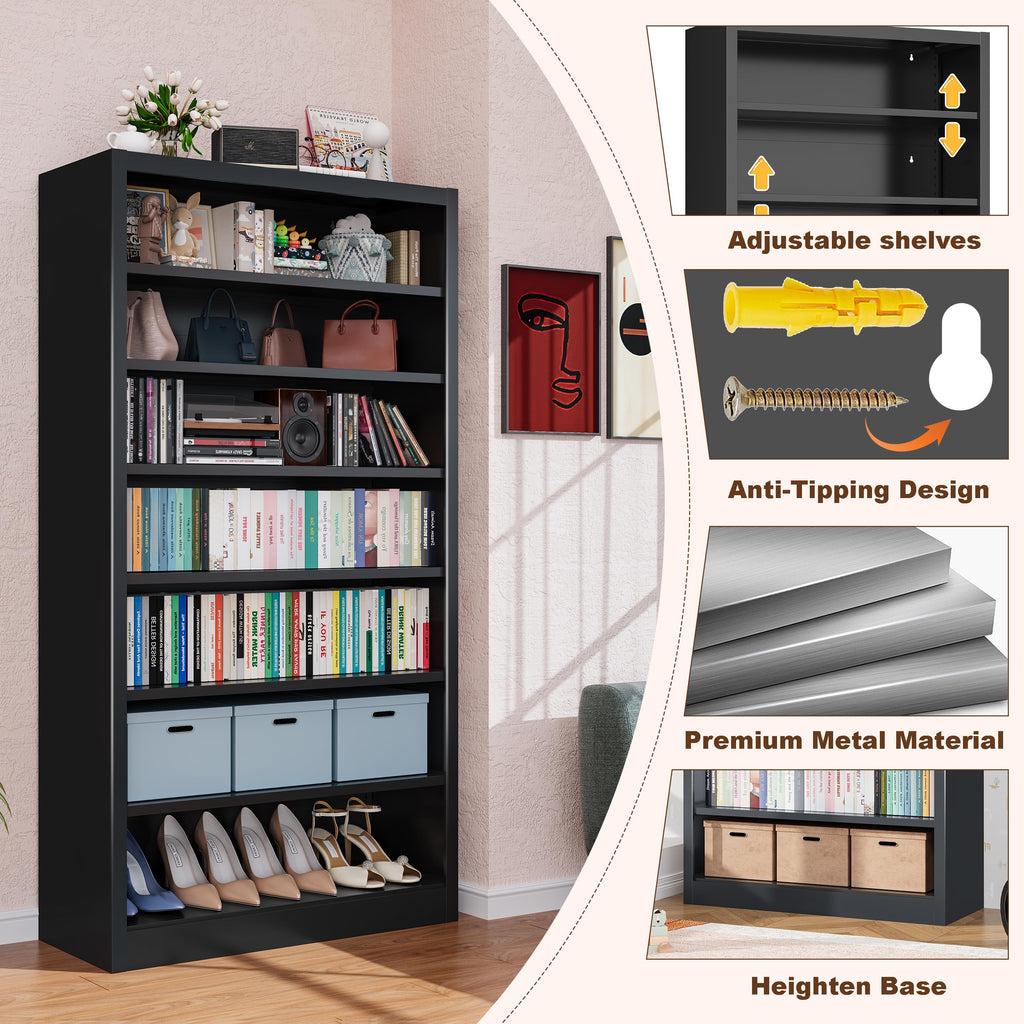 7 Tier Metal Media Storage Cabinet with Adjustable Shelves X65867