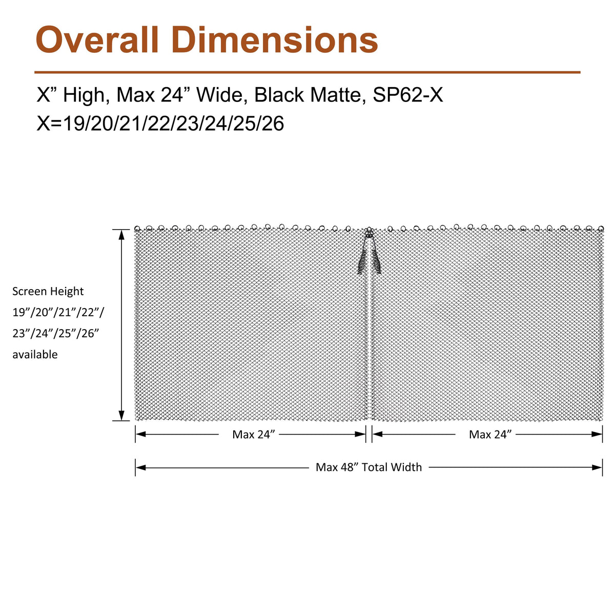 Black Matte Fireplace Mesh Screen Curtain Y512
