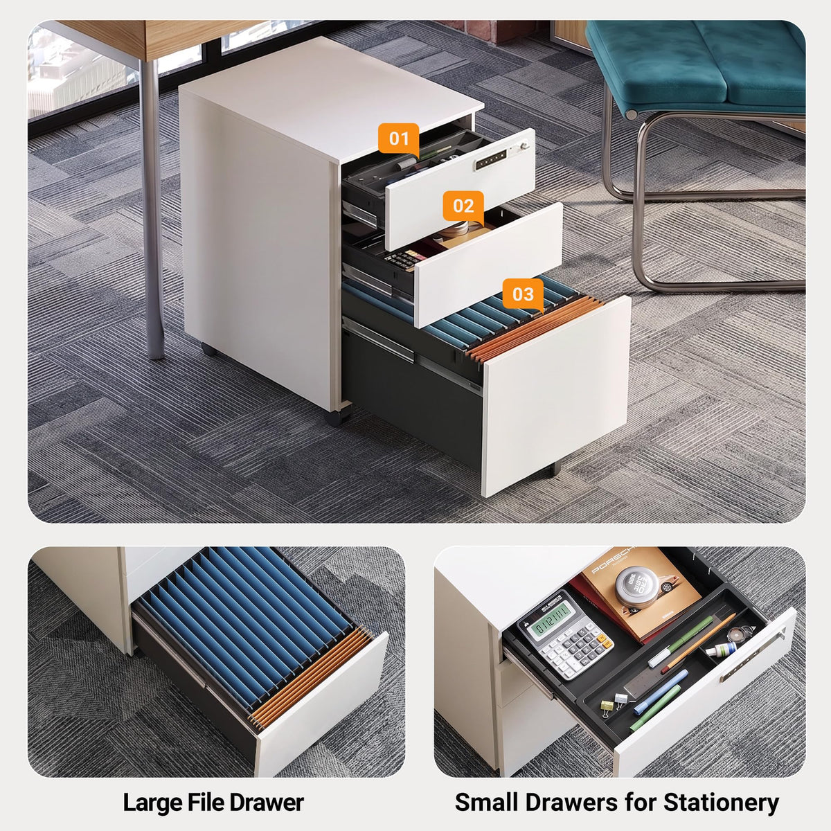 3 Drawer File Cabinet with Combination Lock R562
