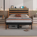 14 Inch Metal Platform Bed Frame with Headboard and USB Charging Station T774