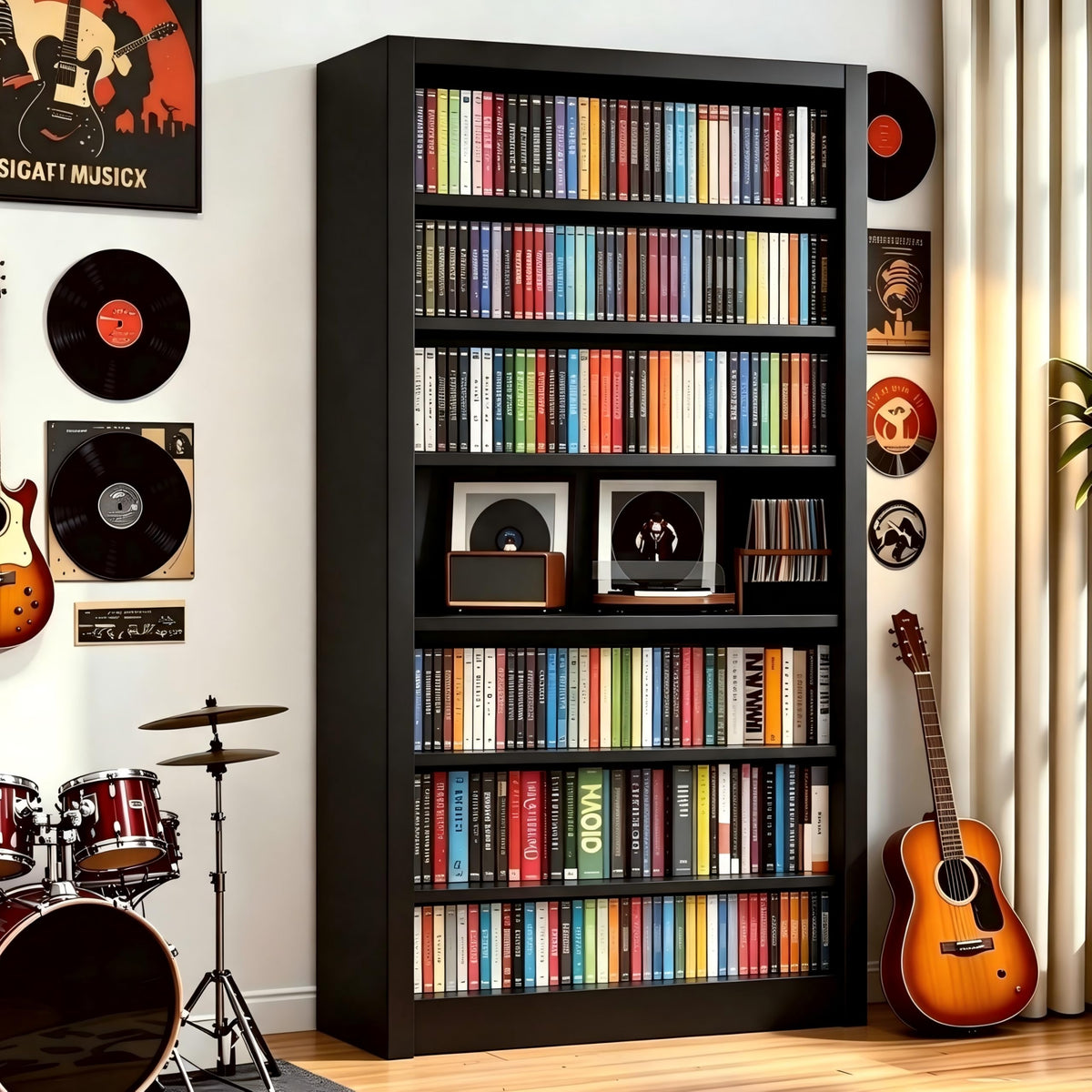 7 Tier Metal Media Storage Cabinet with Adjustable Shelves X65867