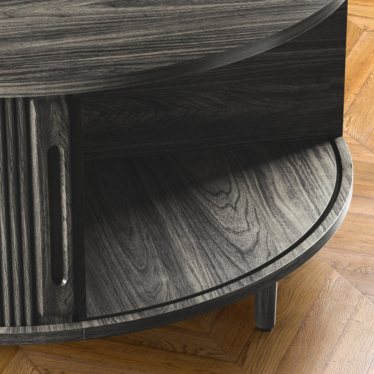 Round Coffee Table, 31.5" Lift-Top with Storage, Grey Q463410