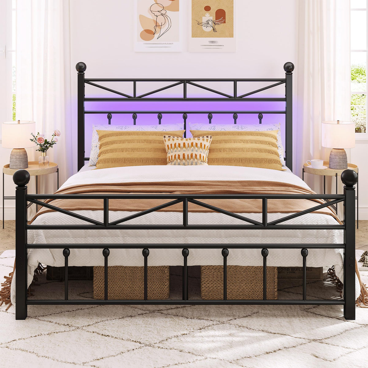Black Queen Size Metal Bed Frame Q9870