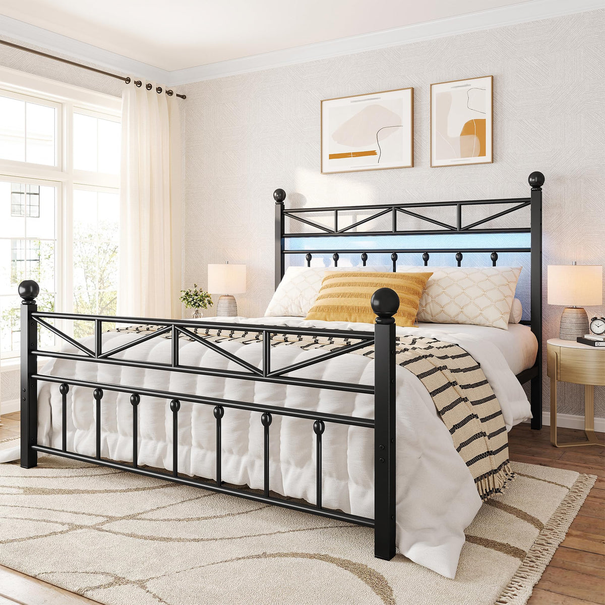 Black Queen Size Metal Bed Frame Q9870